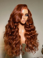 UNice Bye-Bye Slip™ 7x5 Lace Glueless Copper Auburn Body Wave Drawstring Wig with Side Part Bangs