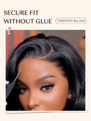 UNice 7x5 Lace Bye-Bye Slip™ Wig Feathered Layer Left Side Part 200% Density Wig with Flexible Drawstring 100% Human Hair