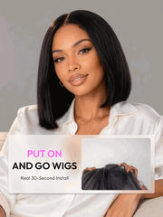 UNice 7x5 Bye-Bye Knots Glueless Lace Bleached Knots Pre Layered Bob With Drawstring Wig