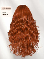 UNice Bye-Bye Slip™ 7x5 Lace Glueless Copper Auburn Body Wave Drawstring Wig with Side Part Bangs