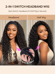 UNice 2-In-1 Switch™ & HookFit™ Headband Wig Water Wave for Healthcare Workers | Comfortable, Secure, and Effortless All-Day Wear for Busy Shifts