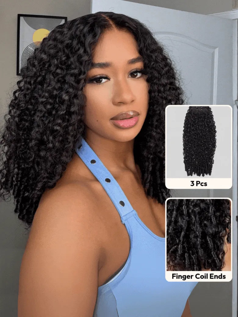 UNice 3 Pcs/pack Burmese Curly Human Hair 3 Bundles With Twist Out Ends