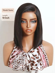 UNice Bye-Bye Slip™ 6x4 Lace Glueless Natural Black Side Part Sleek Blunt Cut Bob Wig Chin Length Straight Hair