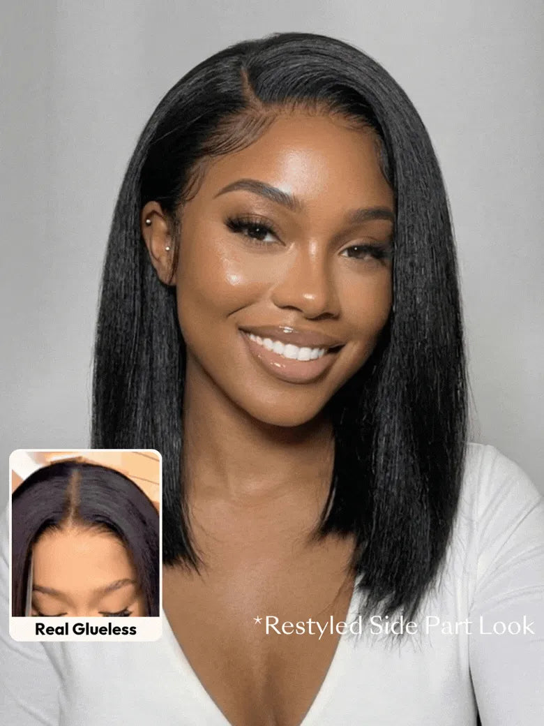 UNice 13x4 Bye Bye Slip™ Lace Front Yaki Bob Wig Sweat-Proof Lace Cap– Pre-Cut, Pre-Bleached With Invisible Drawstring