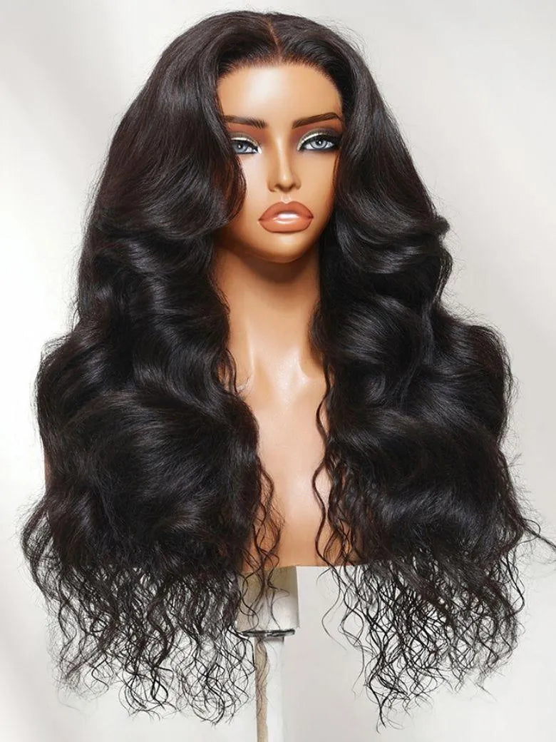 UNice 7x5 Bye Bye Slip™ Glueless Lace Natural Water Wave with Soft Body Wave Wig with Face-Framing Curtain Bangs