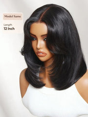 UNice 7x5 Bye Bye Slip™ Lace Black Blowout Layered Bob Wig with Curtain Bang