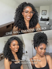 UNice Half Wig MeltLine™ Burmese Curly with Finger Coily Ends Beginner Friendly with Flexi-Fit Drawstring