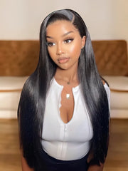[26"-40"] 180% Density HD Lace 5x5 Closure Skin Melt Perfect Hairline Glueless Straight Wig with Bleached Knots